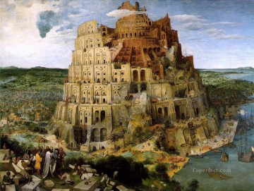  Renaissance Oil Painting - The Tower Of Babel 1563 Flemish Renaissance peasant Pieter Bruegel the Elder